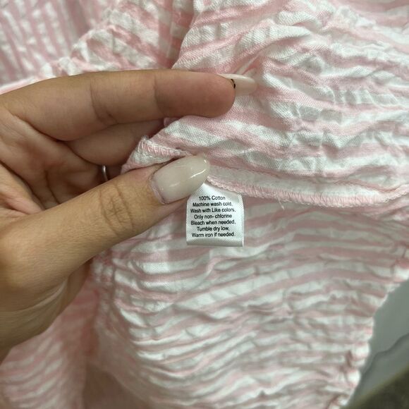 Madison Grey Pink Striped button down tiered mini dress - Picture 5 of 5